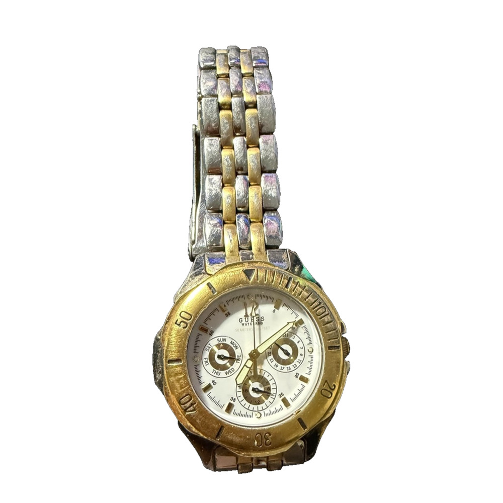 GUESS Waterpro Men's Chronograph Watch Two-Tone Gold Silver Stainless Steel